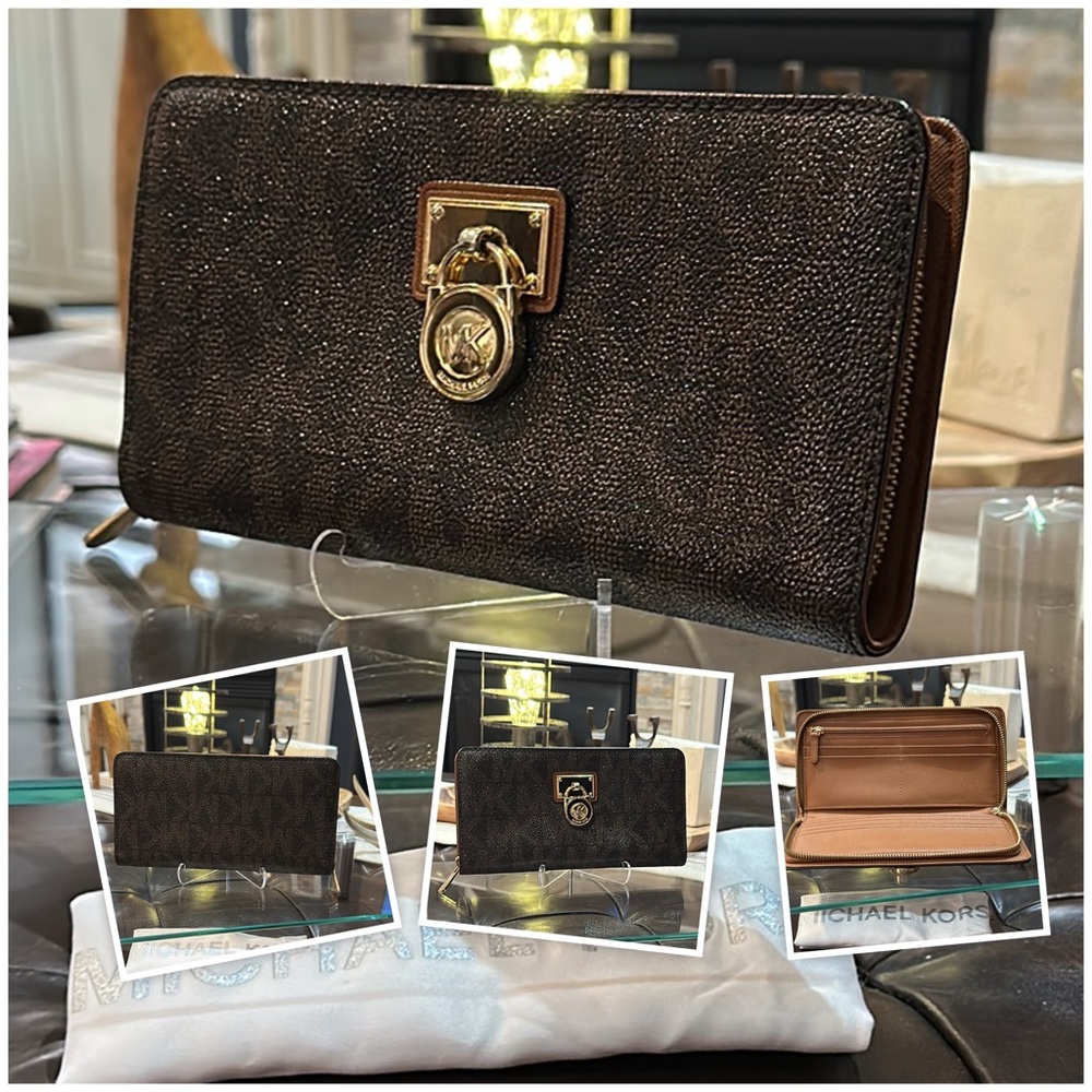 Authentic Michael Kors Hamilton Continental Wallet in Signature Coated Canvas